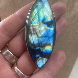 Rare Spectrolite (From Finland) Gem Grade & 925 Silver Pendant🦋